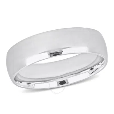 Amour Men's 6mm Finish Wedding Band In 14k White Gold In Metallic