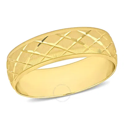 Amour Men's 6mm Lattice Wedding Band In 14k Yellow Gold