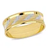 Amour Men's 6mm Ribbed And Striped Curved Wedding Band In 14k Yellow Gold In Yellow