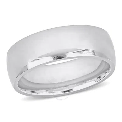 Amour Men's 7.5mm Comfort Fit Wedding Band In 14k White Gold In Metallic