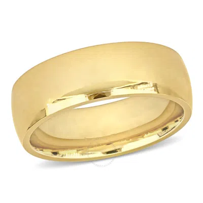 Amour Men's 7.5mm Finish Comfort Fit Wedding Band In 14k Yellow Gold