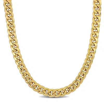 Pre-owned Amour Men's 9.25mm Miami Cuban Link Chain Necklace In 10k Yellow Gold- 22 In