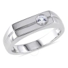 AMOUR AMOUR MEN'S BEZEL SET WHITE SAPPHIRE RING IN STERLING SILVER