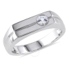 Amour Men's Bezel Set White Sapphire Ring In Sterling Silver In White