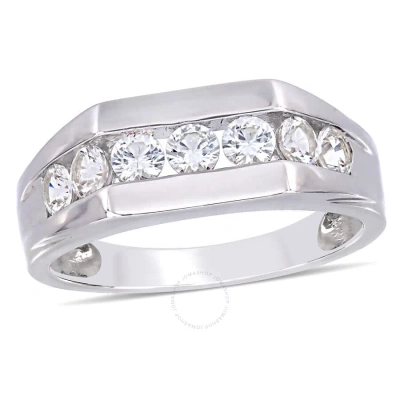 Amour Men's Channel Set Created White Sapphire Ring In Sterling Silver