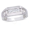 Amour Men's Channel Set Created White Sapphire Ring In Sterling Silver In White