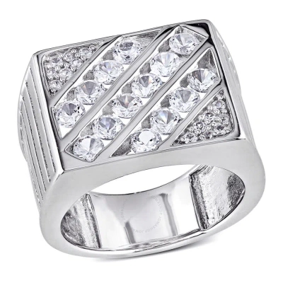 Amour Men's Created White Sapphire Square Ring In Sterling Silver