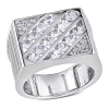 AMOUR AMOUR MEN'S CREATED WHITE SAPPHIRE SQUARE RING IN STERLING SILVER