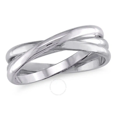 Amour Men's Entwined Wedding Band In 14k White Gold