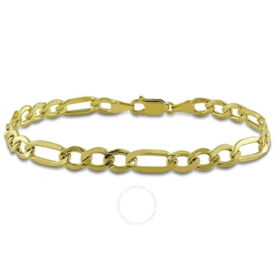 Amour Men's Figaro Chain Bracelet In 10k Yellow Gold (7 Mm/9 Inch) In Gold / Yellow