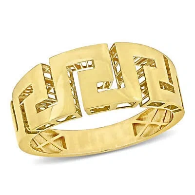 Pre-owned Amour Men's Greek Key Design Ring In 14k Yellow Gold