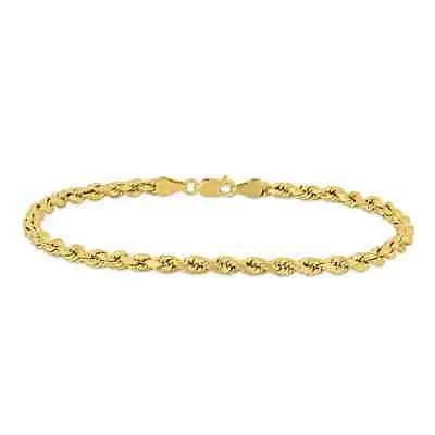 Pre-owned Amour Men's Rope Chain Bracelet In 10k Yellow Gold (4 Mm/9 Inch)