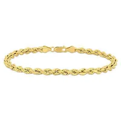 Pre-owned Amour Men's Rope Chain Bracelet In 10k Yellow Gold (5 Mm/9 Inch)