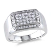 AMOUR AMOUR MEN'S WHITE SAPPHIRE SQUARE RING IN STERLING SILVER