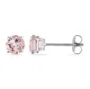 Amour Morganite Stud Earrings In 14k White Gold In Gold / White