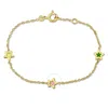 Amour Multi-color Enamel Star Charm Rolo Chain Link Bracelet In 14k Yellow Gold - 5+0.5 In. In Yellow