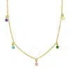 Amour Multi-color Enamel Star Station Necklace In 14k Yellow Gold - 15 In In Yellow