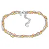 Amour Multi-strand Anklet With Lobster Clasp In 3-tone Rose In Tri-color