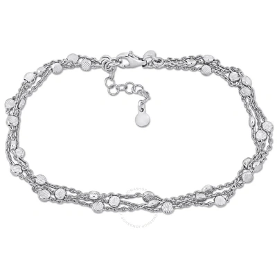 Amour Multi-strand Anklet With Sterling Silver Lobster Clasp - 9 In. In White