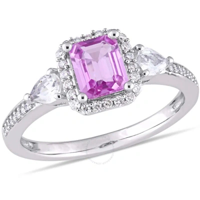 Amour Octagon Shape Pink Sapphire In Gold / Ink / Pink / White