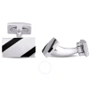 AMOUR AMOUR ONYX AND WHITE AND SQUARE CRYSTAL CUFFLINKS IN STERLING SILVER
