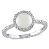 Amour Opal And Diamond Accent Halo Ring In Sterling Silver In White