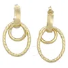 AMOUR AMOUR OPEN HUGGIE HOOP WITH OPEN CIRCLE & OVAL DROP EARRINGS IN 14K YELLOW GOLD