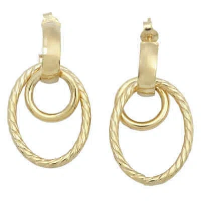 Pre-owned Amour Open Huggie Hoop With Open Circle & Oval Drop Earrings In 14k Yellow Gold