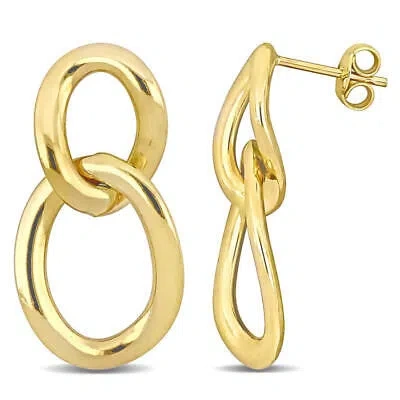 Pre-owned Amour Open Oval Double Link Earrings In 10k Yellow Gold
