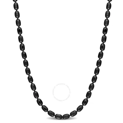 Amour Oval Ball Chain Necklace In Black Plated Sterling Silver