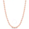 AMOUR AMOUR OVAL BALL CHAIN NECKLACE IN ROSE PLATED STERLING SILVER