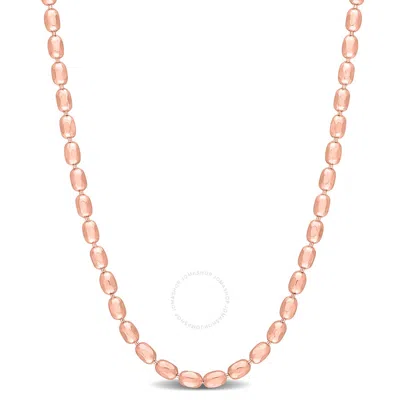 Amour Oval Ball Chain Necklace In Rose Plated Sterling Silver In Gold