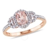 AMOUR AMOUR OVAL-CUT MORGANITE HALO RING WITH 1/6 CT TW DIAMONDS IN 10K ROSE GOLD