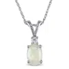 Amour 10k White Gold Diamond Opal Pendant Jms003225 In Gold / White