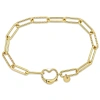 AMOUR AMOUR PAPER CLIP LINK BRACELET IN YELLOW PLATED STERLING SILVER WITH HEART CLASP
