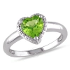 AMOUR AMOUR PERIDOT HEART HALO RING IN STERLING SILVER