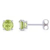 Amour Peridot Stud Earrings In 14k White Gold In White