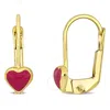 Amour Pink Enamel Heart Leverback Earrings In 14k Yellow Gold In Yellow