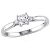 AMOUR AMOUR PRINCESS CUT CREATED WHITE SAPPHIRE AND DIAMOND ACCENT RING IN STERLING SILVER