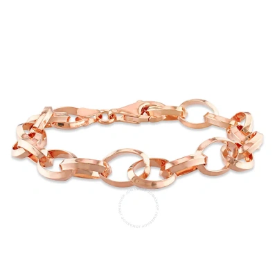 Amour Rolo Chain Bracelet In Rose Plated Sterling Silver In Rose Gold-tone