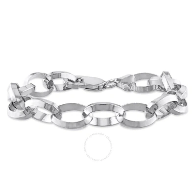 Amour Rolo Chain Bracelet In Sterling Silver In White