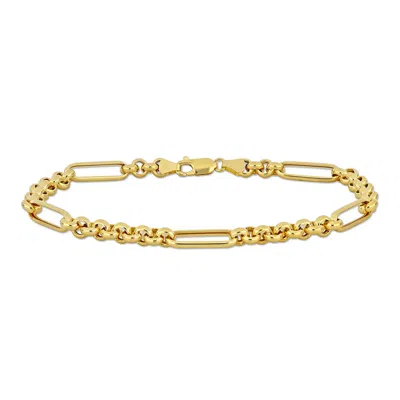 Amour 5.3mm Rolo Link Station Bracelet In 14k Yellow Gold