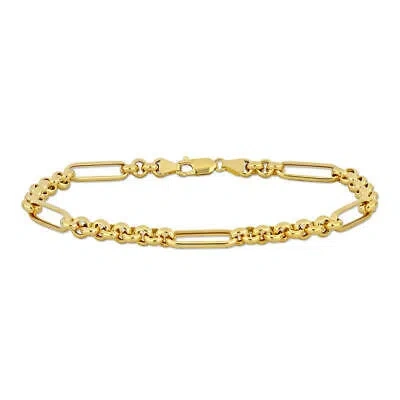 Pre-owned Amour Rolo Link Station Bracelet In 14k Yellow Gold, 9 In