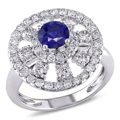 Amour Sapphire Ring With 1 1/3 Ct Tw Diamonds In 18k White Gold In Metallic