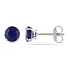 Amour Sapphire Stud Earrings In 14k White Gold In White