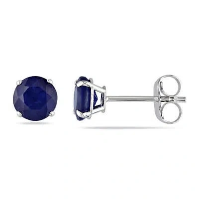 Pre-owned Amour Sapphire Stud Earrings In 14k White Gold