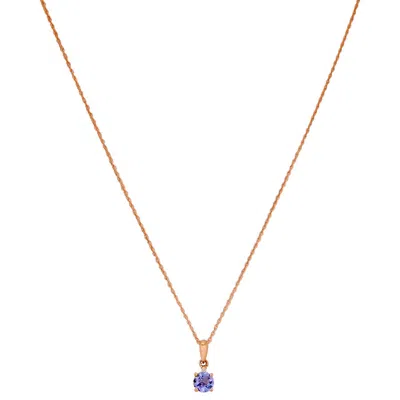 Amour Tanzanite And Diamond Pendant With Chain In 10k Rose Gold In Gold / Rose / Rose Gold / Spring / White
