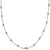 Amour Turquiose Enamel Station Necklace In 14k Yellow Gold In Yellow