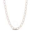 AMOUR AMOUR TWISTED ROLO CHAIN NECKLACE IN ROSE PLATED STERLING SILVER