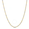 AMOUR AMOUR TWO-TONE WHITE BEAD CHAIN NECKLACE IN YELLOW PLATED STERLING SILVER